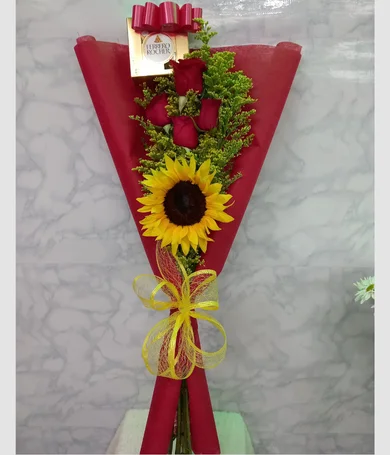 004-Ramillete de rosas girasol y chocolates