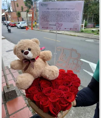 006-Corazon de rosas con peluche