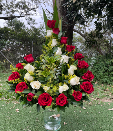 042-Media luna en rosas bicolor